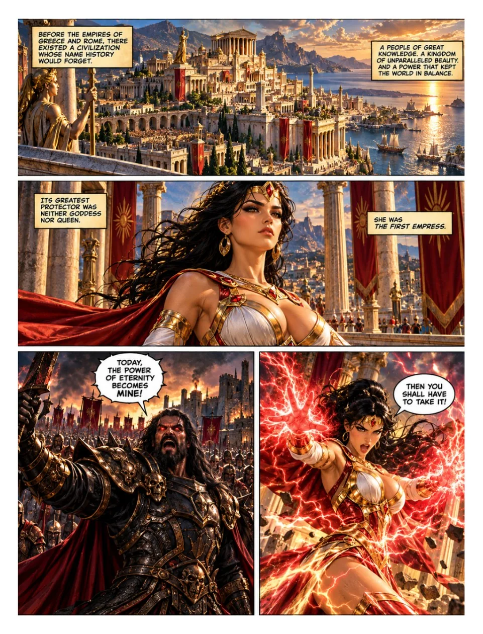 Empress issue 1, free preview page 1 of the female superhero comic