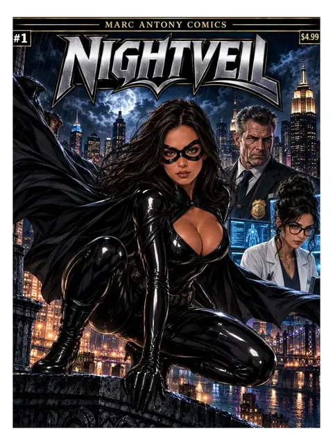 Nightveil issue 1 cover, female superhero comic